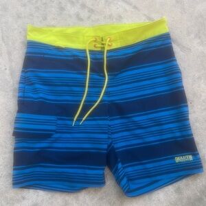 Duluth Trading Co. Blue & Yellow striped Men's Swim Trunks Size 32
